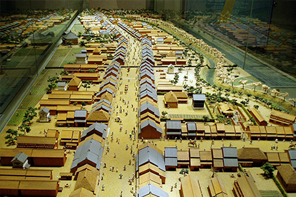 江戸時代、新宿の復元模型
